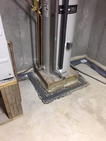 Grated channel around water tank in basement south carolina
